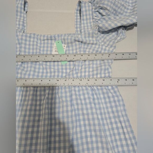 NWT Abound Gingham Puff Sleeves Blue Mini Dress Size Large - Picture 9 of 10